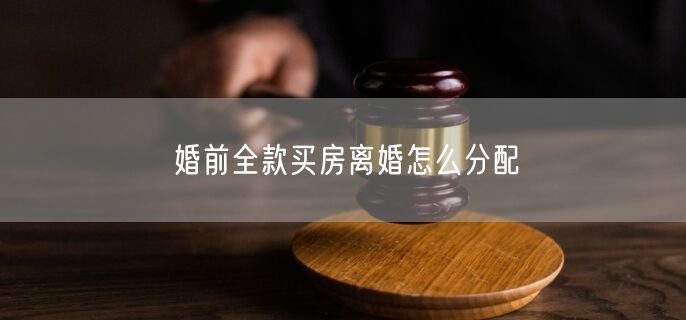 婚前全款买房离婚怎么分配